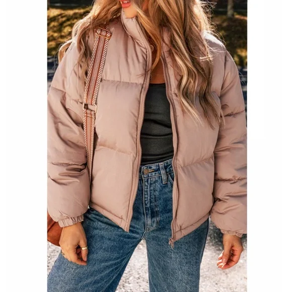 Pink Full Zipper Quilted Puffer Jacket - Picture 5 of 13